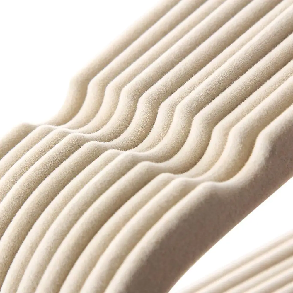 
50 Pack Dress Notches Space Saving Non Slip Beige Velvet Coat Shirt Dress Suit Clothes Hangers 