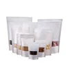 Ziplock White Kraft Paper Food Storage Bag with Window / Kraft Zip Lock Stand Up Bags Pouches with Notch