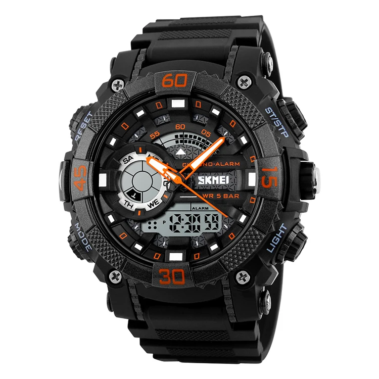 

Dual time settings multifunction digital alarm mode waterproof sports men watch, 3 colors
