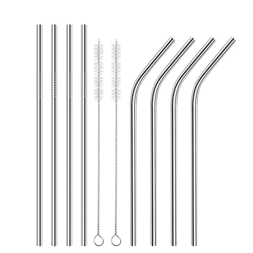 

Eco Friendly Reusable 304 Stainless Steel Drinking Metal Straws for Tumbler, Silver