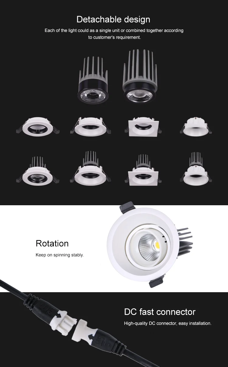Factory price 7W 12W 15W squareled recessed downlight