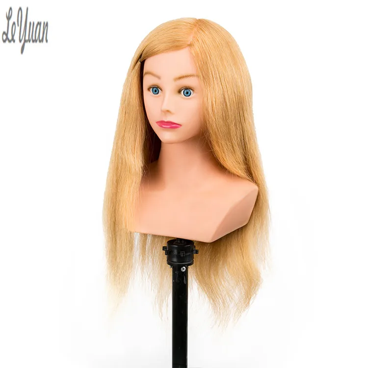 

Hot New Products 18Inch Hair Training 100% Human Hair Training Doll Head Asian Mannequin Head, Blond;brown;glod;as request