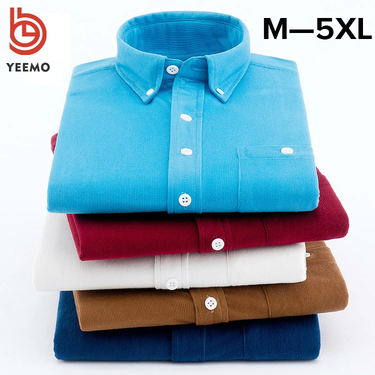 2019 Factory Hot Sell Men's Plus Size Long Sleeve Vintage Corduroy formal business shirt for men