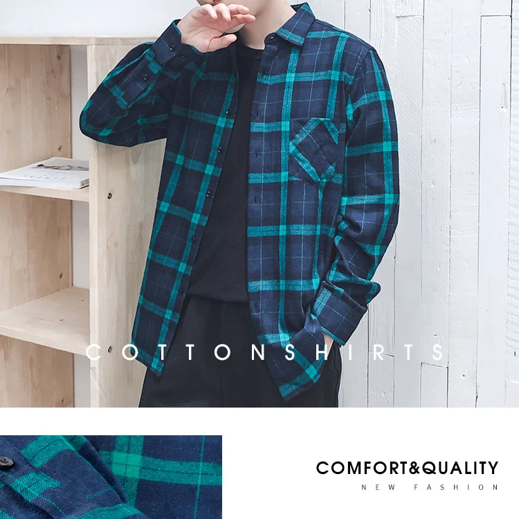 In stock service flannel men shirt with multiple colors plaid leisure shirt