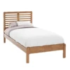 Bed Frame Walnut and Oak Finish 3ft Single Contemporary Slatted Style High Head End and Low Foot End board & Slats