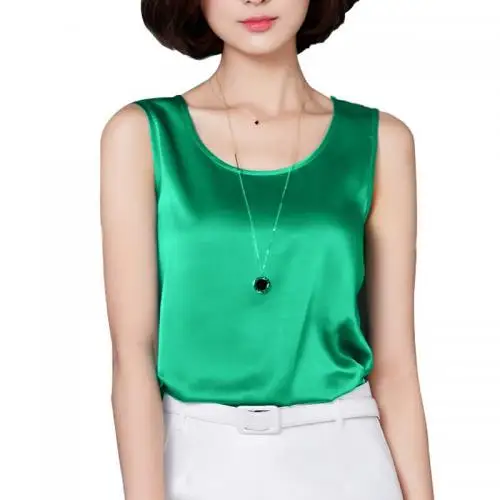 

324174 in bulk high quality fashion women sleeveless tank tops silk lady blouse