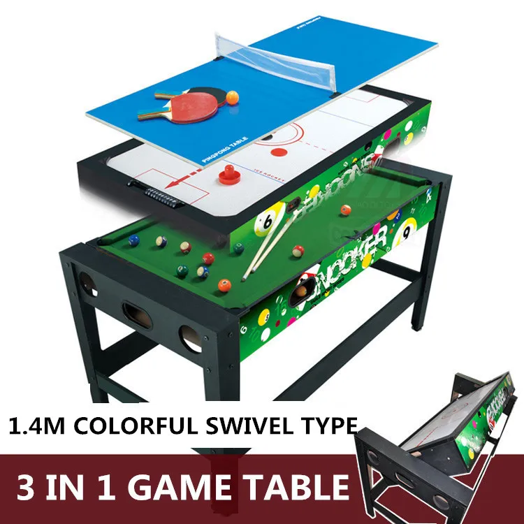 

55 " 3In1 combo game table multifunctional swivel children game table 3 games : ,table tennis, airhockey ,billiard, Wooden color