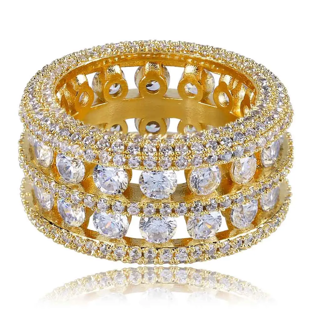 

Gold Silver Color 2 Row Bigger Width Rings Charm For Men Women Gifts Jewelry