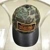 Guangjia Cap Factory Custom leather strap 5 Panel Hats Patches Camo Mesh Trucker Cap For Wholesale