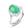 Latest design retro style emerald natural stone 925 silver ring women rings