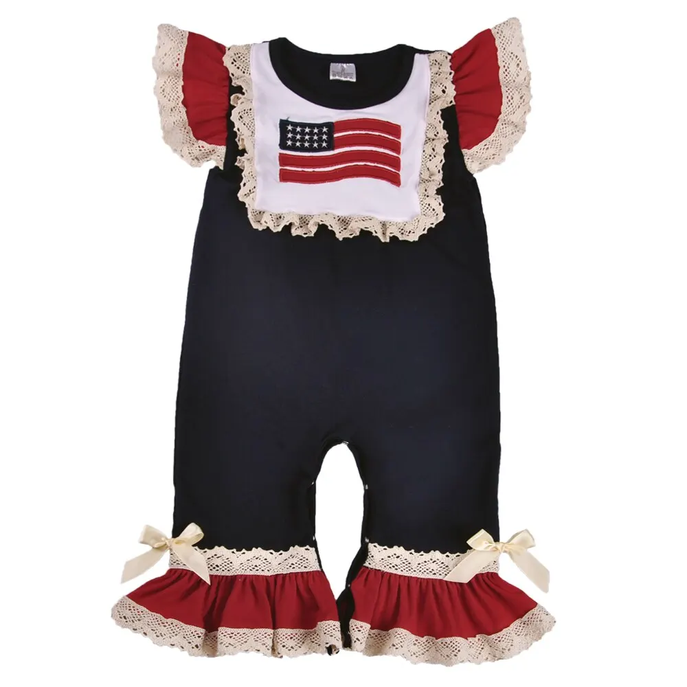 

4th Of July Cute Girls Romper Sleeveless Kids Clothing Boutique Baby Girls Summer Romper Popular Design