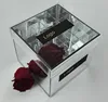 Popular model square display rose box, silver mirror acrylic box for roses display