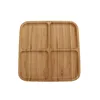 HIgh Quality Customized Size Square Solidbamboo Dessert Plate 4 Divided Snack Platter And Serving Tray