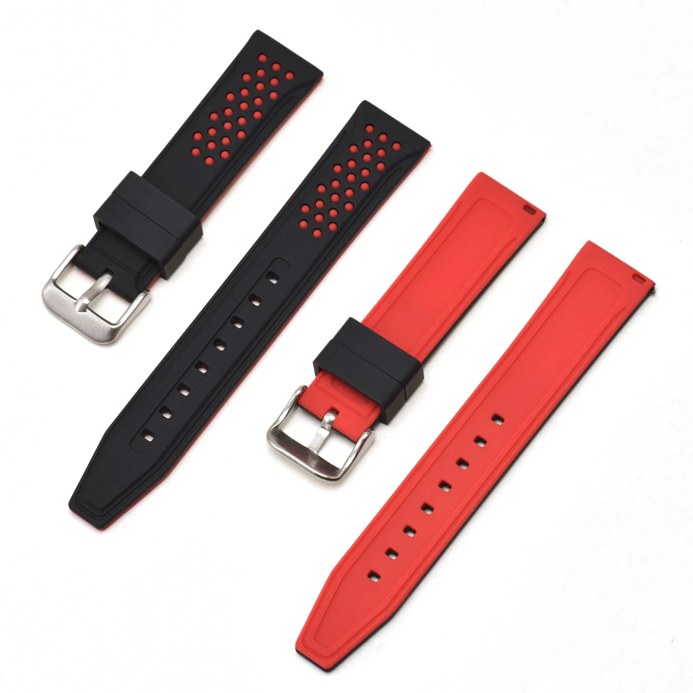 

EACHE New Design Waterproof Silicone Rubber Watch Band Pin Buckle 20mm 22mm 24mm 26mm 6 Colors