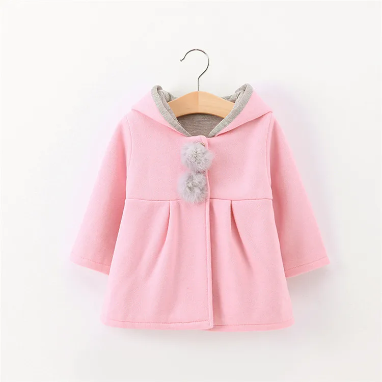 

Korea Style Autumn Winter Children Kids Jackets Cute Bunny Ears Pattern Cotton Kid Girls Coat, Pink/ grey/ red