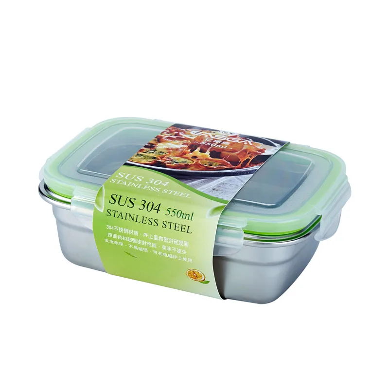 Rectangular Airtight Stainless Steel Food Container With Lid Stainless