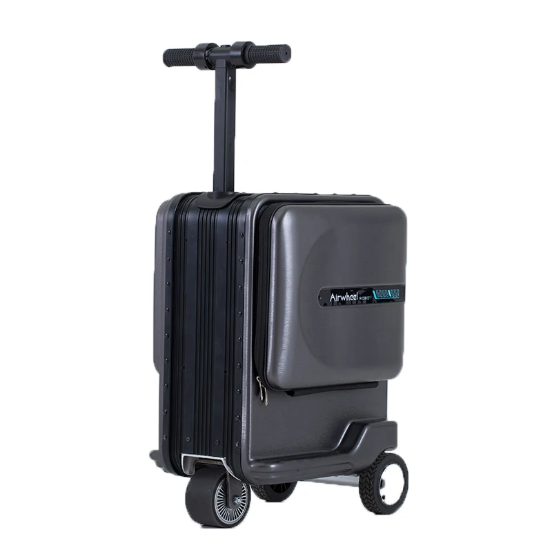 

2021 Customized Mini size boarding allowed USB port luggage Smart riding suitcase Powerful motor smart luggage, Black,gray