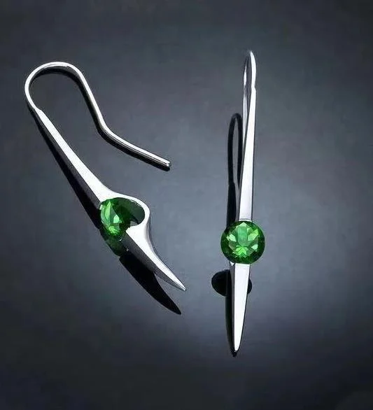 

Jewelry Earrings Brinco Handmade Simple Long Ear Pin Minimalist Vintage Jewelry Oorbellen Green Stone Earring for Women