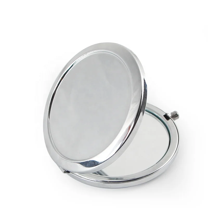 

Round Portable Compact Blank Plain Silver Color Metal Mirror For DIY Gift