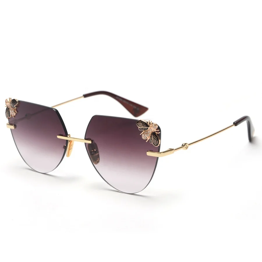 

2019 fashion sun glasses women bee sunglasses ladies rhinestone sunglasses
