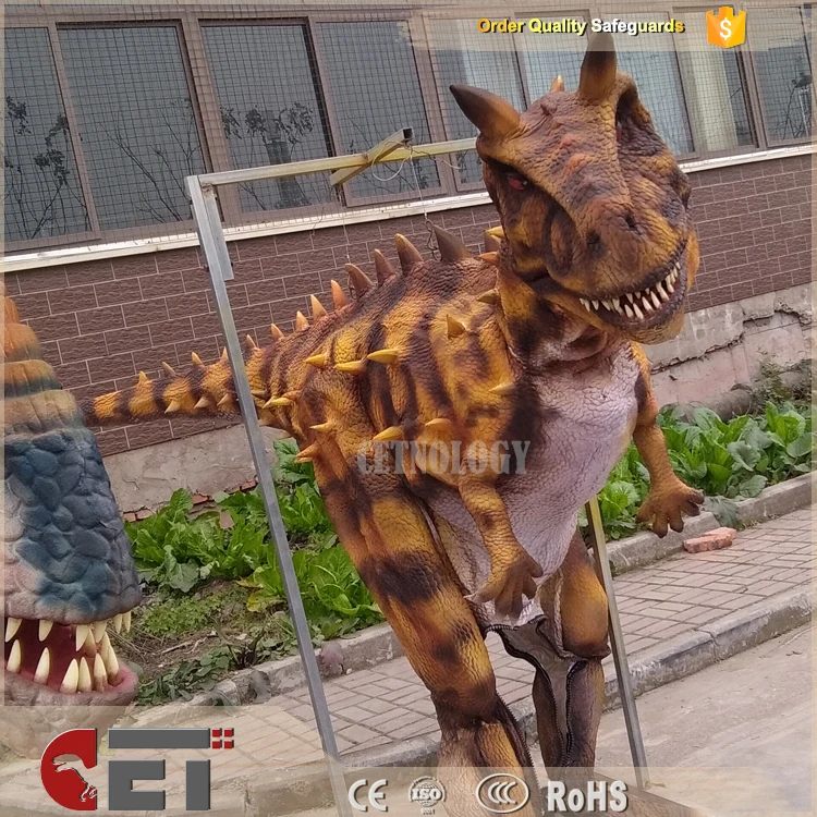 Kid's Carnotaurus Dinosaur Costume – Medium Jumpsuit With Hood & Foot Covers - View #10