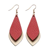 

New Arrival Water Drop Shape Leather Hook Earrings Multi Color Available Double Layer Faux Leather Earrings For Girls