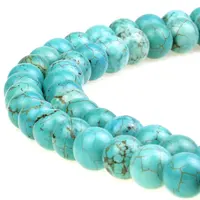

Best Sellers Stone Beads Turquoise Round Loose Beads for Jewelry Making DIY Bracelet Necklace
