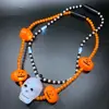 Fashionable OEM price Halloween Christmas party pumpkin skeleton electroplate beaded LED necklace