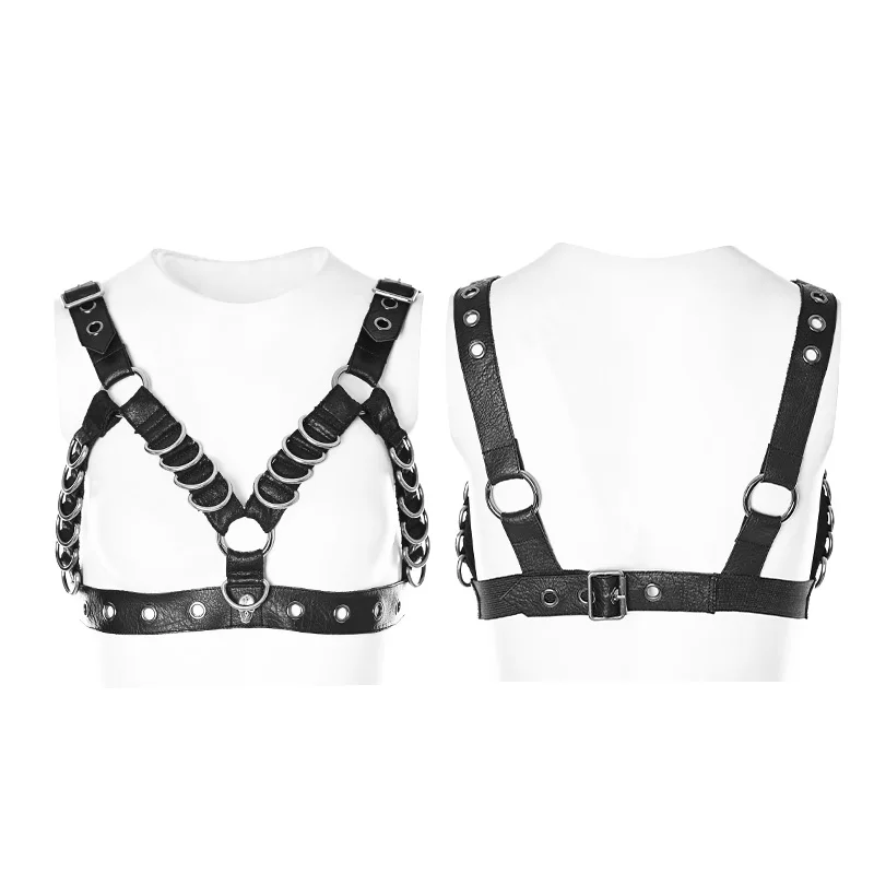 WS-257 Costume accessory D ring body harness metal punk corset