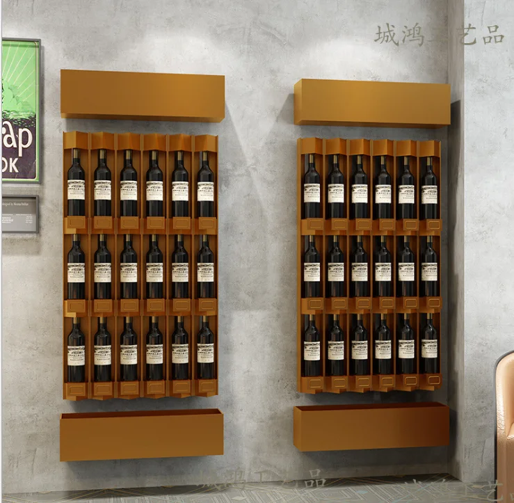 Luxury Club Cheap French Rose Gold Metal Red Wine Rack Wall Mounted