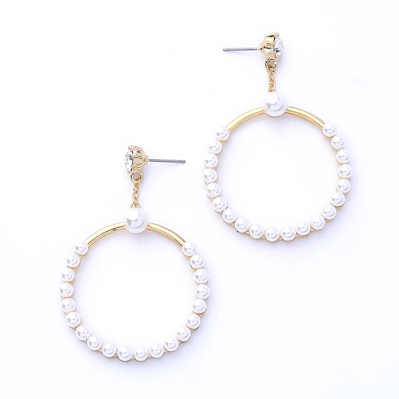 

ed01675c New Pearl Beaded Christmas Hoop Earrings, Trendy Rook Earrings