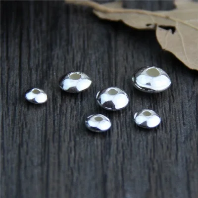 

4mm 5mm 6mm 7mm 925 Sterling Silver Beads DIY Bracelet Necklace Round Flat Spacer Beads For Jewelry Making, N/a