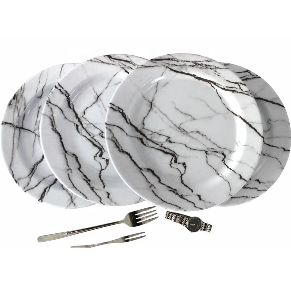 High Quality Marble Vein Custom Design Melamine Dinner Ware Plates