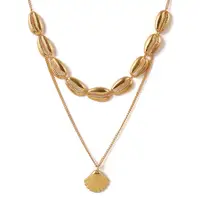 

New Design Multi Women Stainless Steel Alloy Jewelry Gold Choker Seashell Pendant Sea Shell Layered Necklace