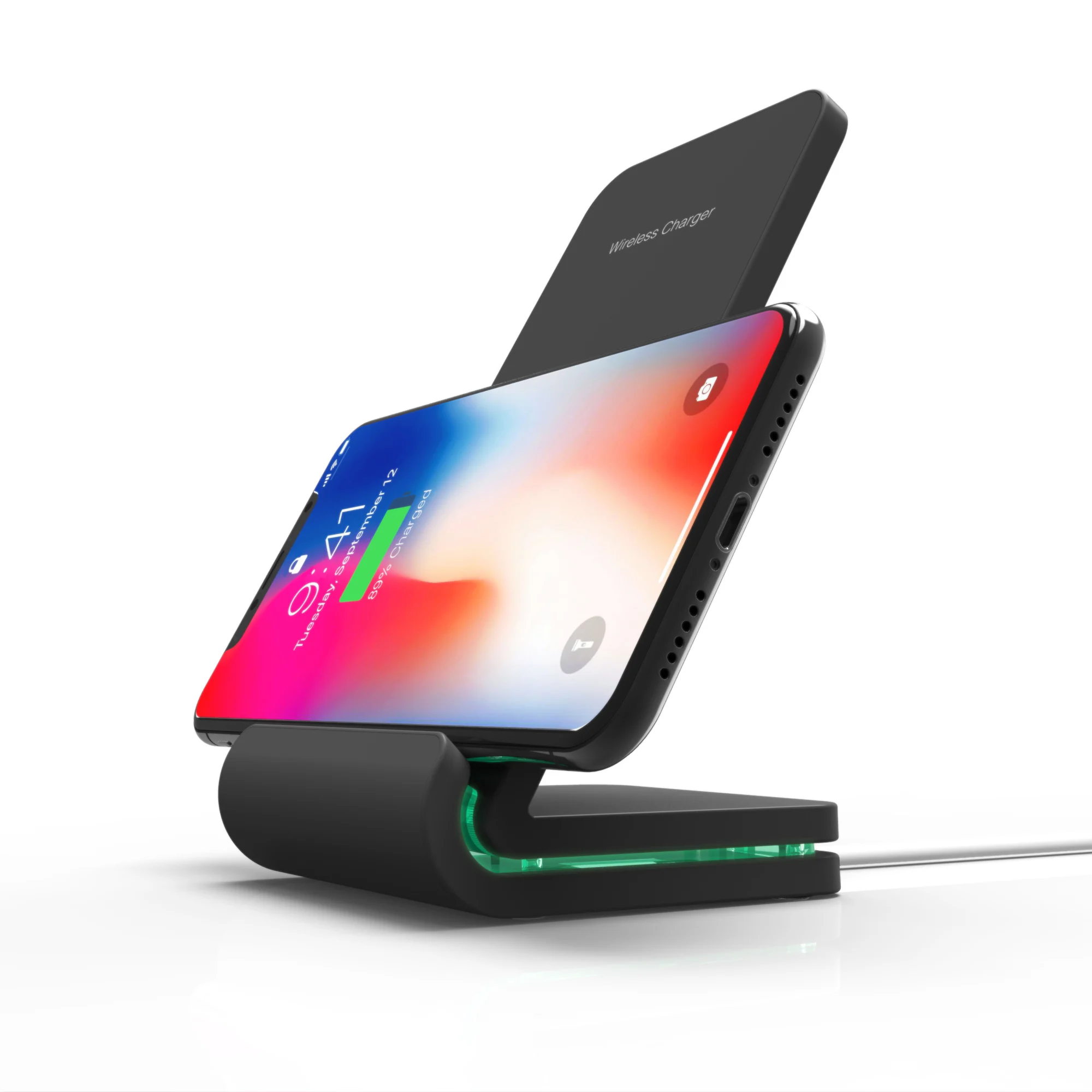 Factory Price Wholesale Fast Wireless Charger 2 Coils QI Wireless Charging Stand for iPhone Xs Max