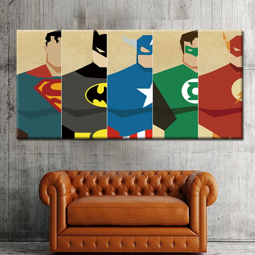 2019 New Design Unframed 5 Panels Superman Canvas Oil Painting Hd Modern Wall Art Painting For Bedroom Decor Buy 5 Panels Canvas Wall Art