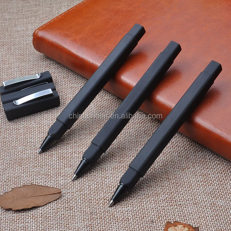 
High Quality Promotional Gift Black Square Shape Rubber Pen With Custom Logo 