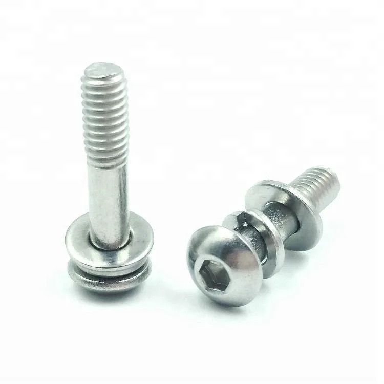 Socket Button Head Allen Drive Three Combination Sems Screws Partially Threaded