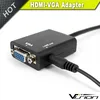 Golden Plated HDMI to VGA Signal Transfer Adapter Cable Covered with Fabrics, Work with HDTV Computer Monitor VGA