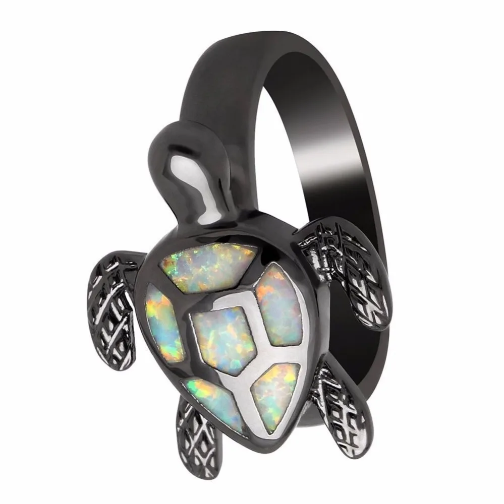 

Unique Turtle Opal Animal Rings For Wedding Fashion Jewelry Black Gold Ring Dropshipping, Multicolor