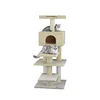 YangyangPet Beige Carpet Wood Sisal Rope Premium Carpeted Cat Tree House For Cats
