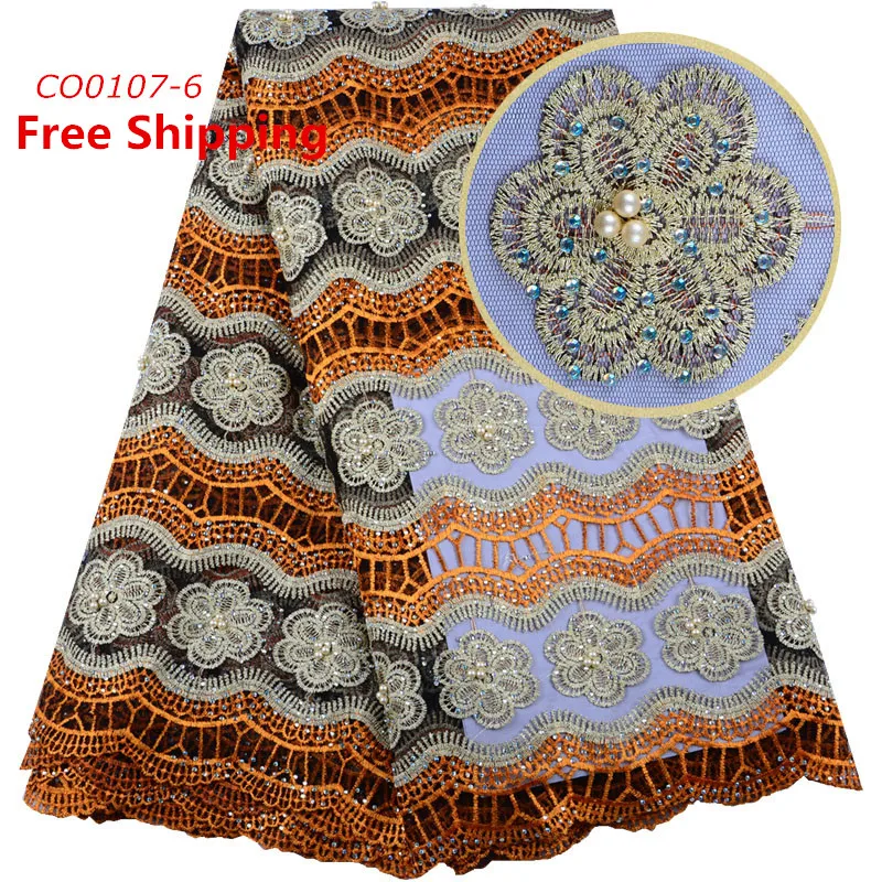

1503 Free Shipping Gold Tulle Stone Lace Fabric African Lace Fabric 2019 Latest High Quality