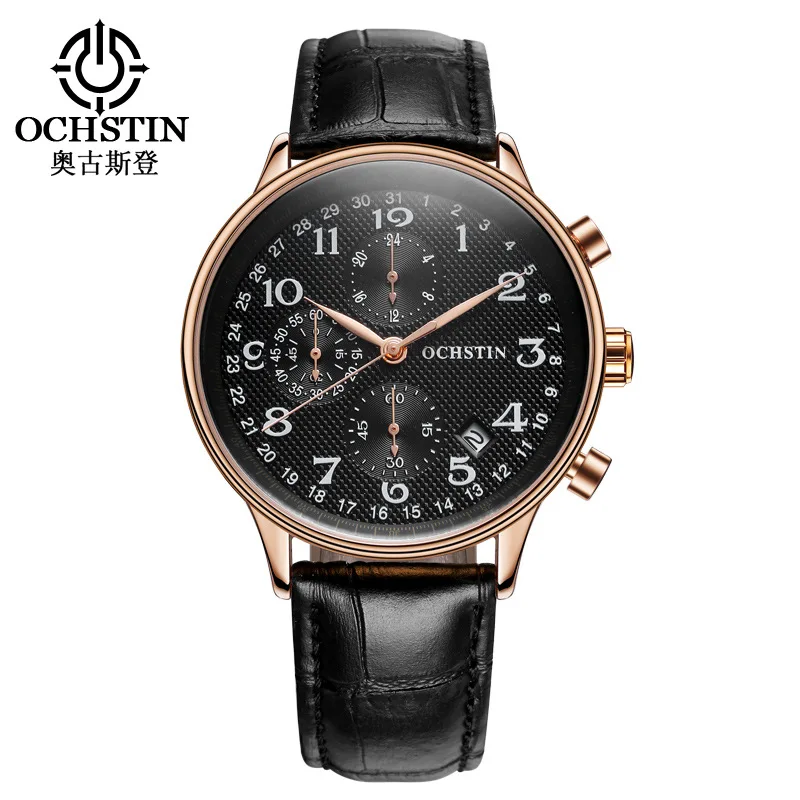 

OCHSTIN GQ050C Men Quartz Movement Luxury Calendar Chronograph 6 Pins Analog Wrist Watch, 4 colors to choose