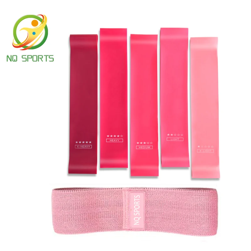 

Custom Logo Printed Yoga Home Gym Exercise Fitness For Legs Glutes Booty Hip Fabric Anti Slip Resistance Bands, Pink or customized color