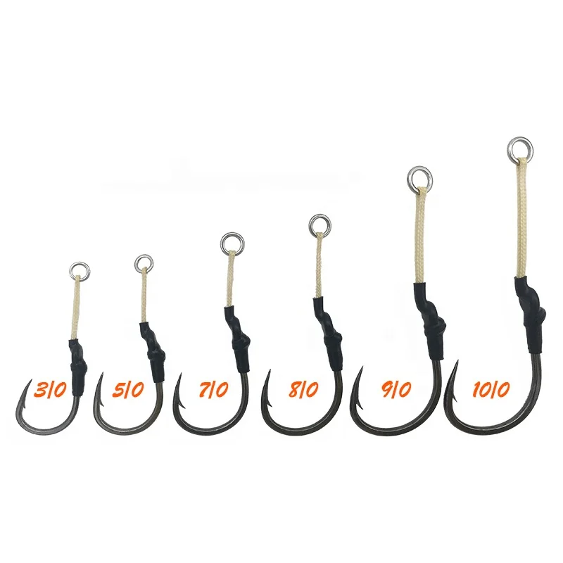 

JK Top Quality High Carbon With Assist Line For Boating Fishing Jigging Hooks, Black nickel