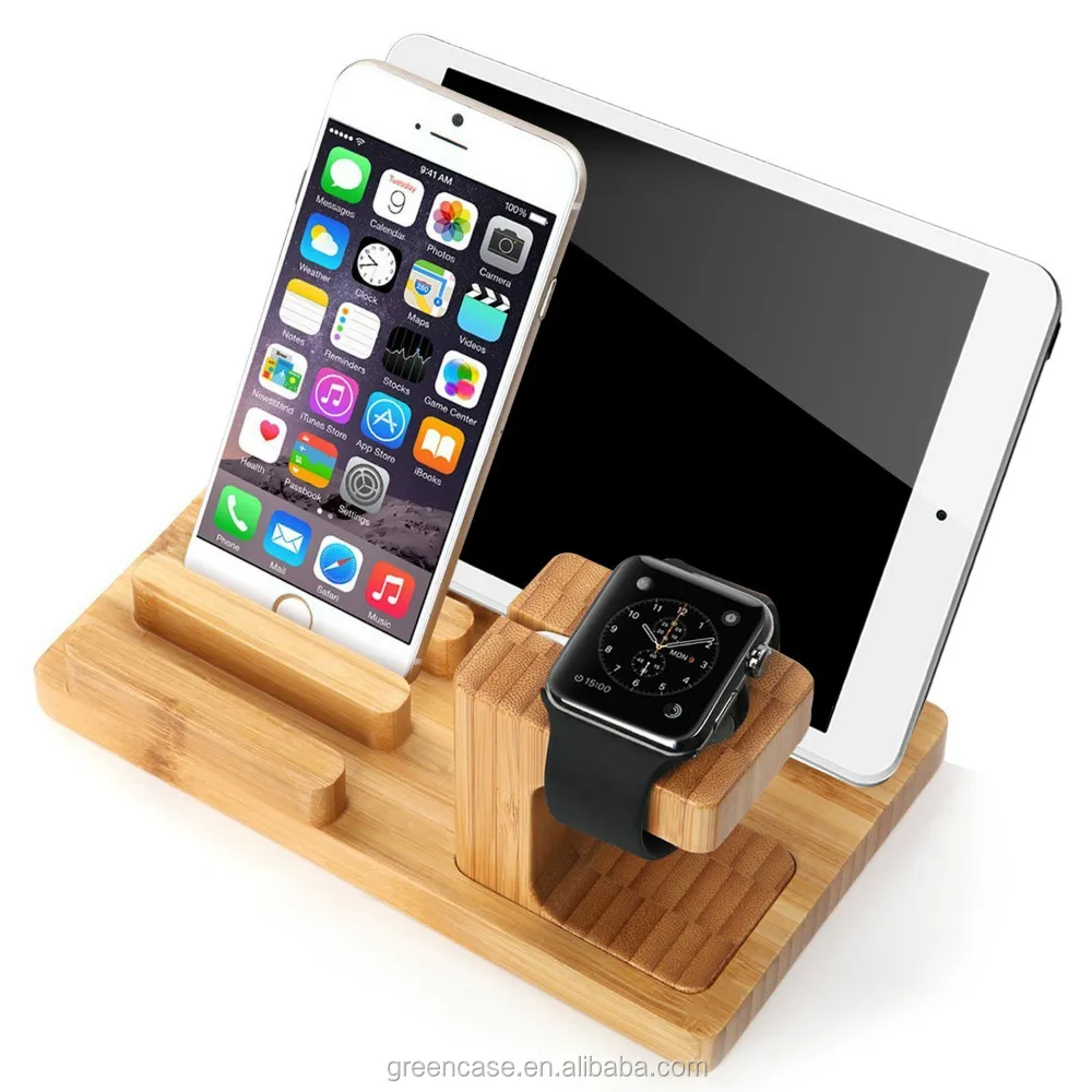 Luxury 3 in 1 Using Desktop Wooden Watch Holder Phone Stand for Apple Watch for Iphone for Ipad