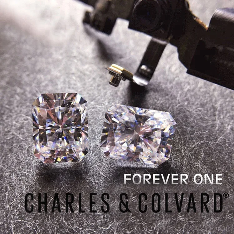 
DEF Color VVS Charles Colvard Forever One Radiant Cut Synthetic White Moissanite Stones Colorless 