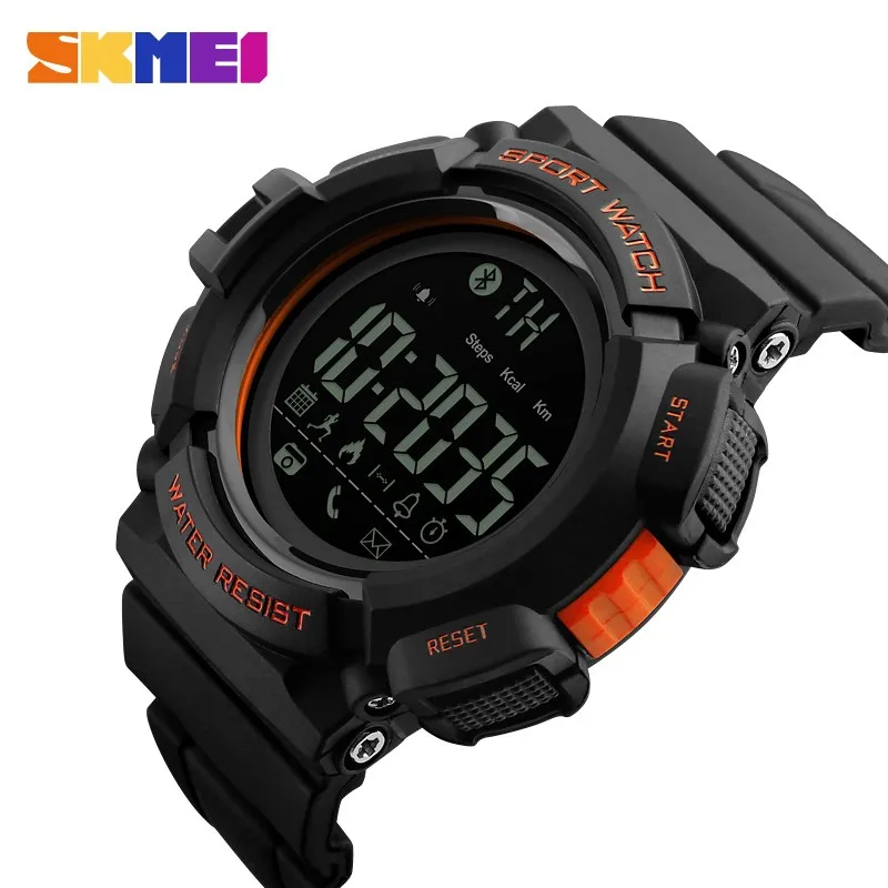 

Smart bluetooth compatible calorie app remind pedometer Men world time Skmei 1245 sports innovation watch, N/a
