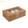 Custom logo rectangle 6 grid kraft paper cake box with insert