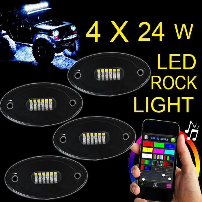 Waterproof offroad trucks RGBW 4 X 24w LED rock light kit